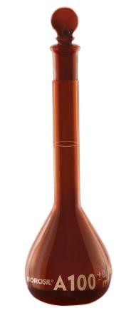 Borosil® Flasks - Volumetric - Class A - Amber - PP Stopper - 10mL - 7/16 - Ind. Cert - CS/5