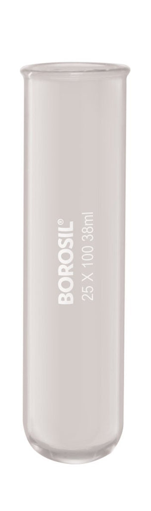 Borosil® Tubes - Test - Reusable - Beaded Rim - 38mL - 25mm x 100mm (OD x H) - CS/200
