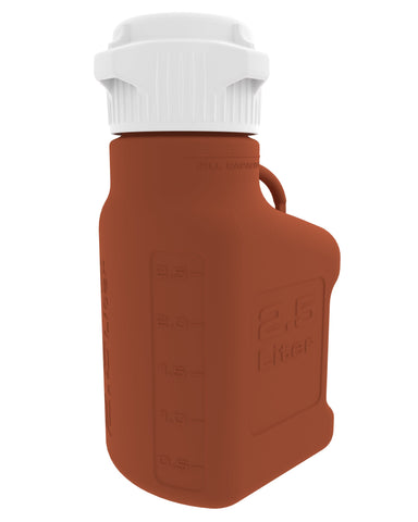 EZBio® Carboy, Amber High Density Poly Ethylene (HDPE), 2.5L, No Spigot, VersaCap® 83B, Double Bagged, Non Sterile | img_1 | Foxx Life Sciences Global | shopfls.com