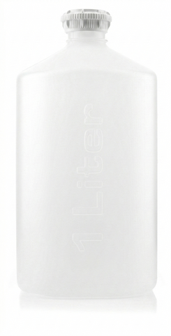 White bottle with a silver cap on a white background