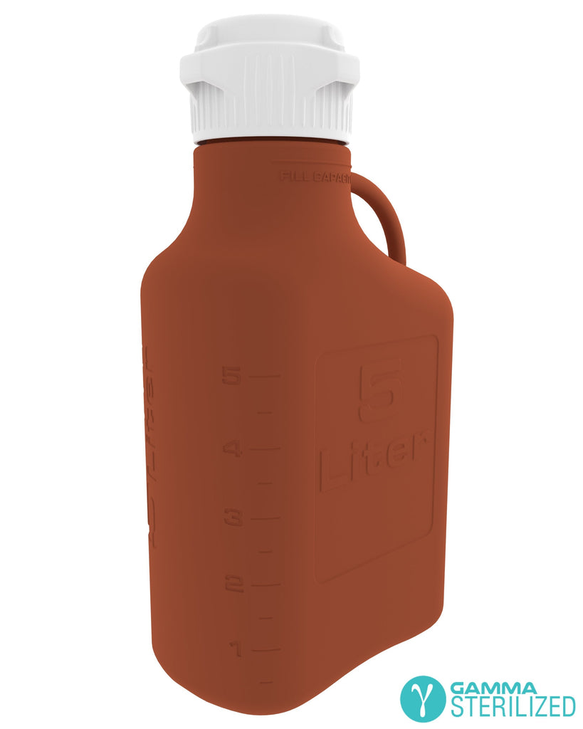 EZBio® 5L (1 GAL) Amber High Density Poly Ethylene (HDPE) Carboy with VersaCap® 83B, Double Bagged, Gamma Sterilized | img_1 | Foxx Life Sciences Global | shopfls.com