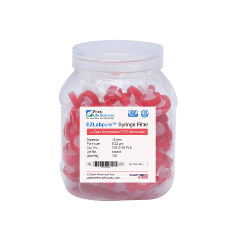 EZlabpure 13mm Syringe Filters – 0.22µm Hydrophobic PTFE, Non-Sterile  Foxx Life Sciences - Hydrophilic filter for laboratory research and sample preparation. | img_1 | Foxx Life Sciences Global | shopfls.com