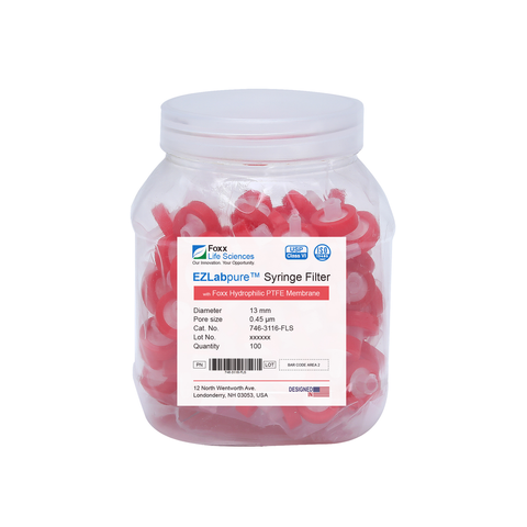 EZlabpure 13mm Syringe Filters – 0.45µm PTFE, Non-Sterile  Foxx Life Sciences | img_1 | Foxx Life Sciences Global | shopfls.com