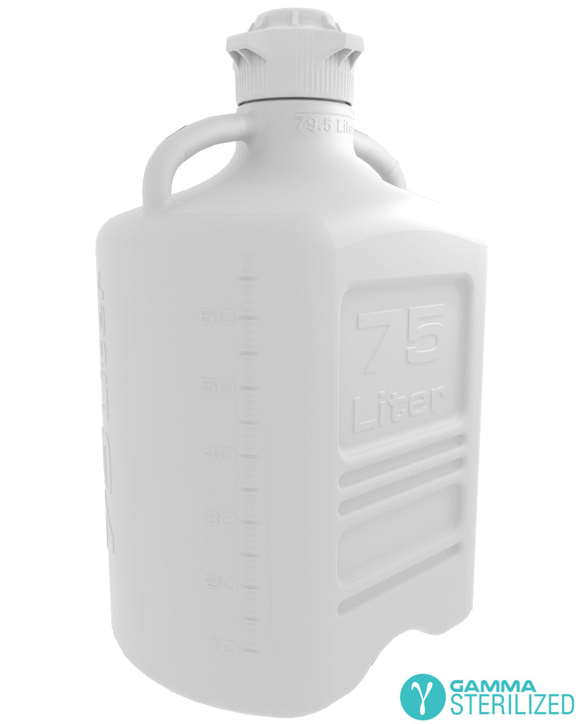 EZBio® 75L (20GAL) High Density Poly Ethylene (HDPE) Carboy with VersaCap® 120mm, Double Bagged, Gamma Sterilized | img_1 | Foxx Life Sciences Global | shopfls.com