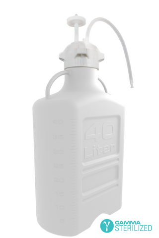 EZBio® Single Use Carboy Assembly, 40L, High Density Poly Ethylene (HDPE), VersaCap® 120mm, TPE Tubing w/ Dip Tube, Gamma Sterilized, 1/EA | img_1 | Foxx Life Sciences Global | shopfls.com