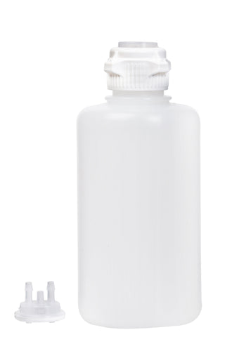 Round EZLabpure™ Polypropylene (PP) Vacuum Bottle, 2 L, Open VersaCap® 53B, With Closed and 2x1/4" HB Adapters, 1/EA | img_1 | Foxx Life Sciences Global | shopfls.com
