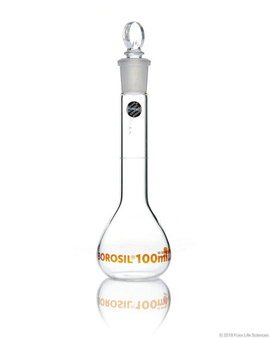 Volumetric Flask - Wide Neck - With Glass I/C Stopper - Class A - Ind Cert 100 mL