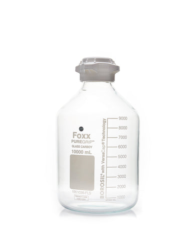 PUREGRIP® Glass Carboys - Round - Clear - 83B VersaCap® - 10 L - 1/EA
