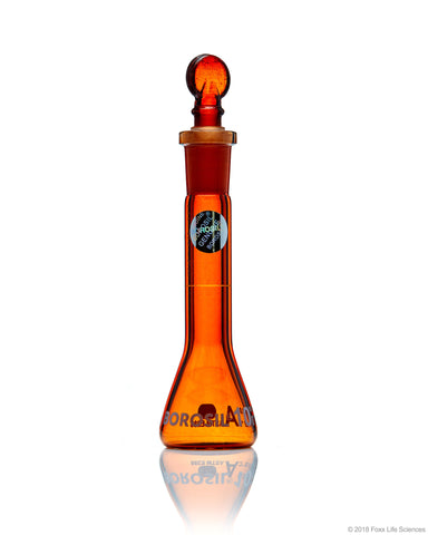 Amber Volumetric Flask - Wide Neck - With Glass I/C Stopper - Class A with Batch certificate - 10 mL