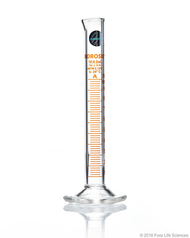 Graduated Measuring Cylinder - ASTM  Batch Certificate Hexagonal Base - 25 mL Borosilicate - CS/5