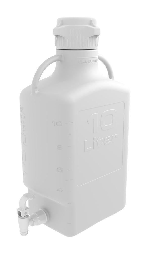Pharma-Grade 10L (2.5 Gal) HDPE Carboy with 83mm Cap and Spigot