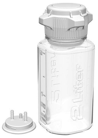 Foxx Life Sciences 2L PETG Heavy Duty Vacuum Bottle,53mm Cap w/ Closed Adapter and 1/4" Hose Barb Adapter