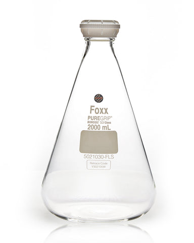 PUREGRIP® Erlenmeyer / Conical Flasks with GL45 Screw Cap 2000 mL 10/Case