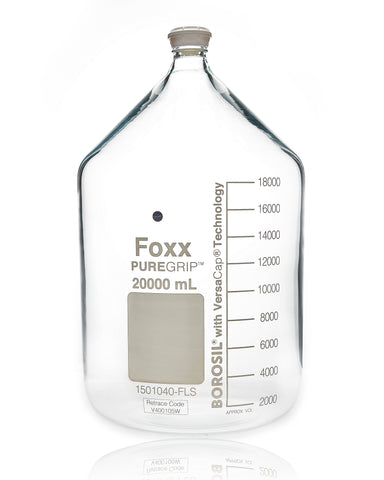PUREGRIP® Bottles - Reagent - Transparent  Graduated with GL45 Screw Cap and Pouring Ring - 20000mL - 1EA