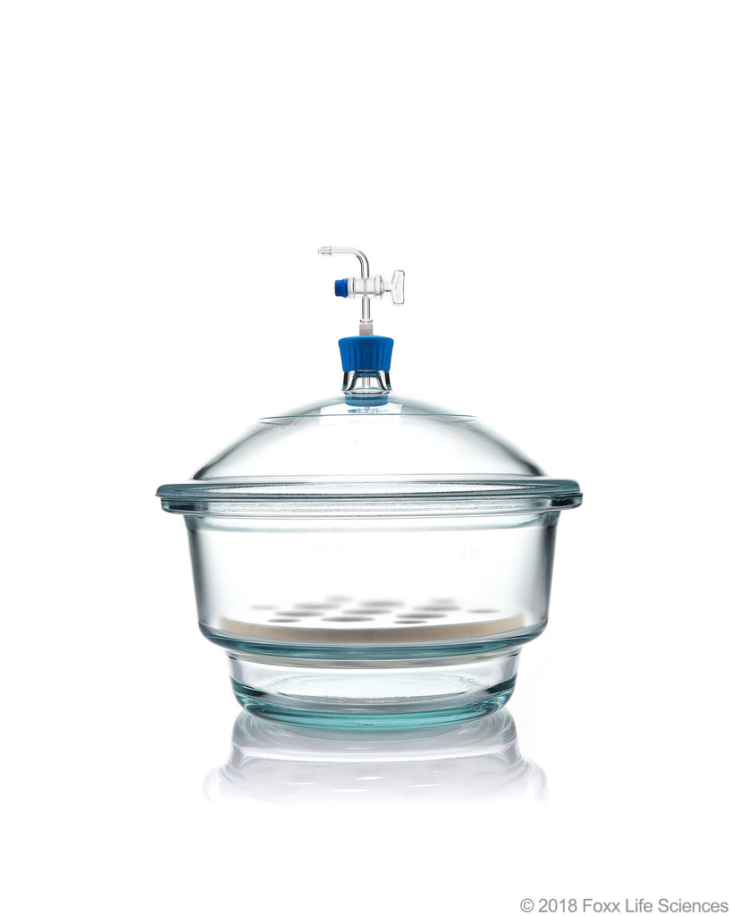 Borosil® Desiccator Vacuum - Stopcock with PTFE spindle and Porcelain plate - 250 mm - Borosilicate