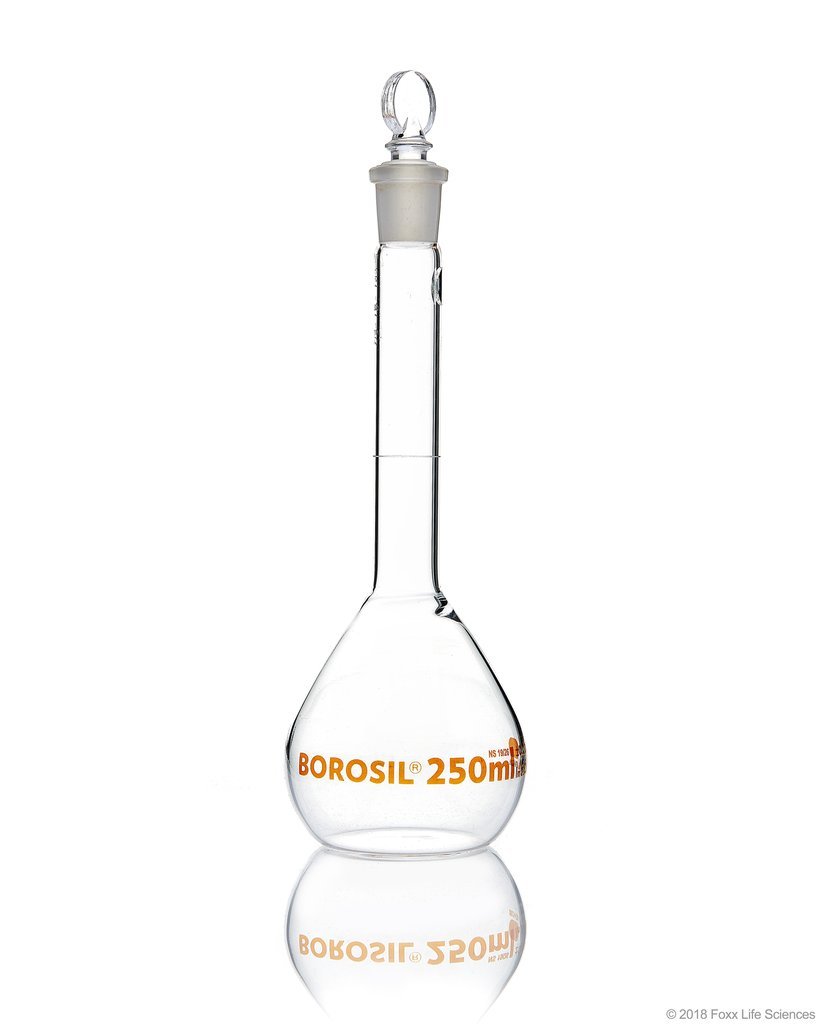 Borosil Volumetric Flask With Glass/Plastic Stopper - ASTM E288 Class A - Ind Cert 1000 mL