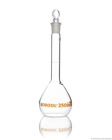 Borosil Volumetric Flask With Glass/Plastic Stopper - ASTM E288 Class A - Ind Cert 1000 mL