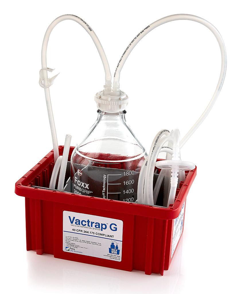 Vactrap™ G, 2L, Glass Bottle, Red Bin, GL45 Cap w/1/4" ID Tubing