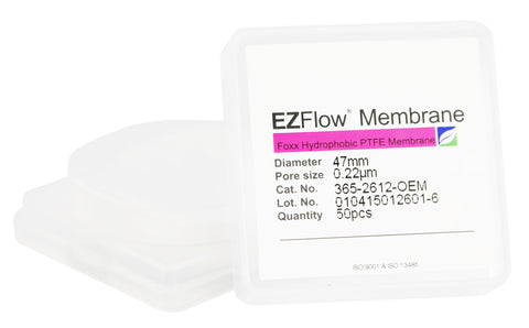 50 pack EZFlow® 47mm 0.2µm Hydrophobic PTFE Membrane Disc Filter