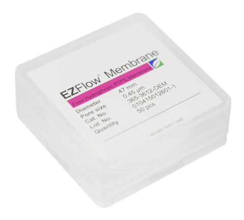 50 pack EZFlow® 47mm 0.45µm Hydrophobic PTFE Membrane Disc Filter