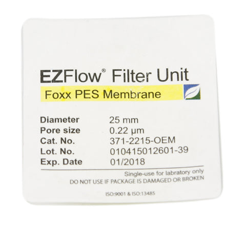 25mm Sterile Syringe Filter, .2μm PES, 100/pack