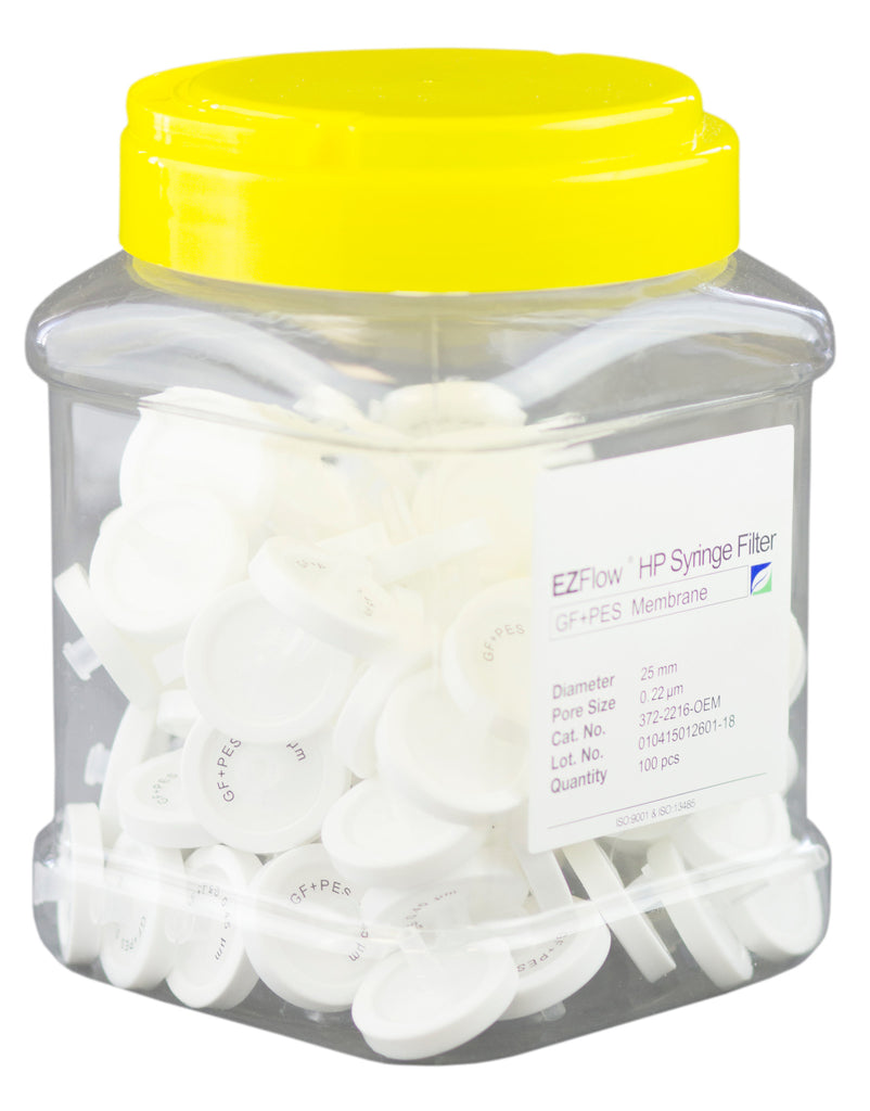 25mm Syringe Filter, .2µm PES,Glass Fiber Prefilter, 100/pack