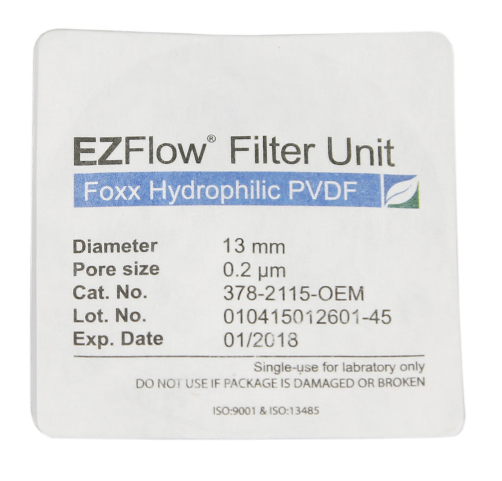 13mm Sterile Syringe Filter, .2μm Hydrophilic PVDF, 100/pack