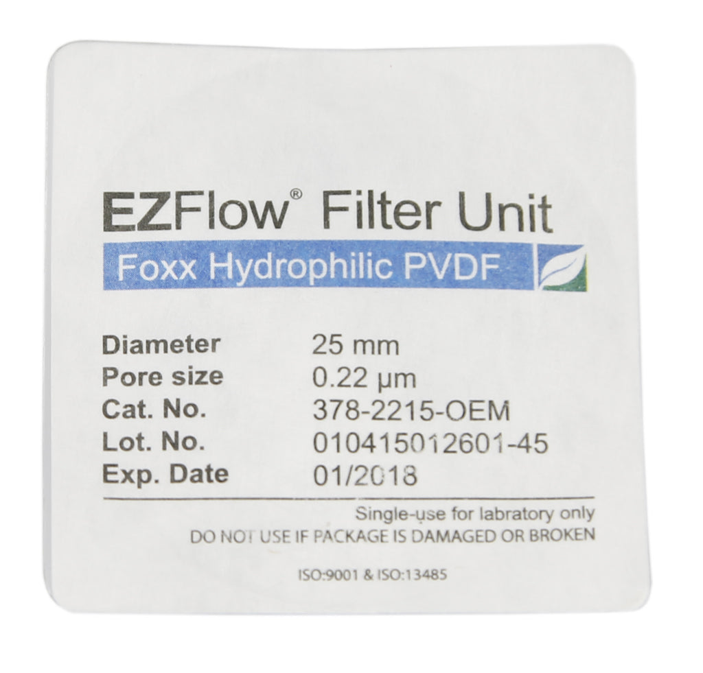 25mm Sterile Syringe Filter, .2μm Hydrophilic PVDF, 100/pack