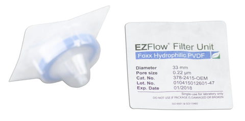 33mm Sterile Syringe Filter, .2μm Hydrophilic PVDF, 100/pack