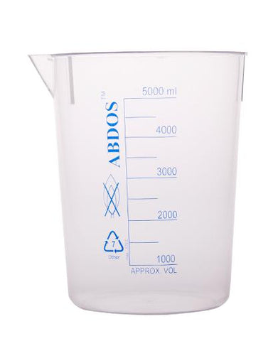 Abdos Printed Beakers without Handle, TPX Polymethyl pentene (PMP) 5000ml, 2/CS