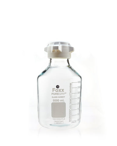 PUREGRIP® Glass Carboys - Round - Clear - 83B VersaCap® - 5 L - 1/EA