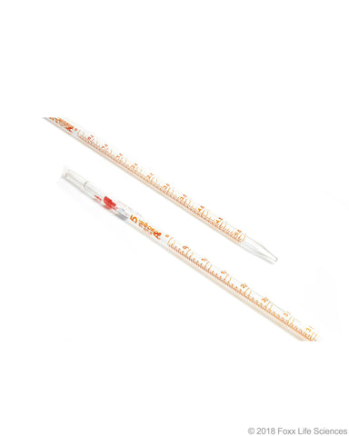 Borosil Graduated Mohr Pipette - 3.3 Borosilicate glass - Amber markings - CS/10 - 5mL