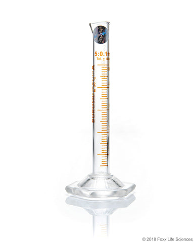 Graduated Measuring Cylinder Class A - ASTM Batch Certificate Hexagonal Base - 5 mL CS/5