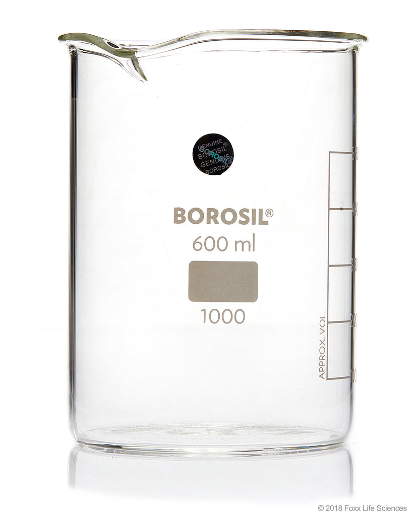 Borosil Beaker Griffin Low Form with Spout Graduated ISO 3819 Borosilicate 600mL CS/20