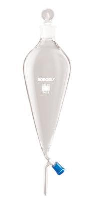 Borosil® Funnels - Separatory - Pear-Shaped - Boroflo PTFE Screw Thread - 60mL - 14/23 - CS/10