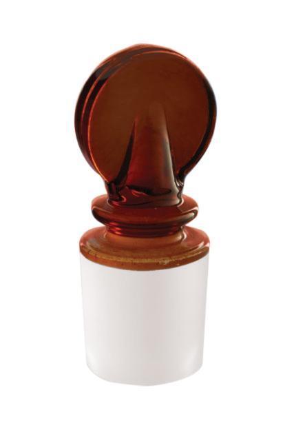 Borosil® Amber Solid Penny Head Glass Stopper - Interchangeable Ground Joint 10/19 CS/20