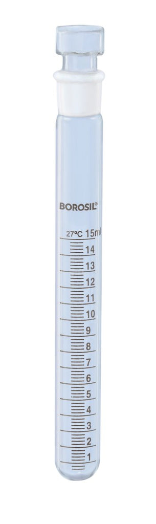 Borosil® Tubes - Test - Reusable - Graduated - Ground Glass with Stoppers - 15mL - 14/15 - CS/10