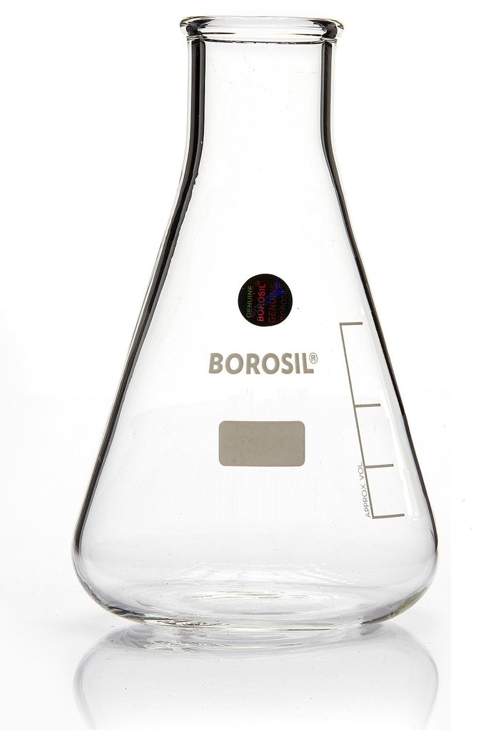 Borosil® Flasks - Erlenmeyer - Narrow Mouth - Ground Glass Neck - 250mL - 24/29 - CS/10
