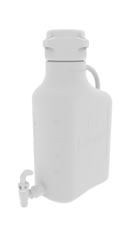 Pharma-Grade 5L (1 Gal) HDPE Carboy with 83mm Cap and Spigot